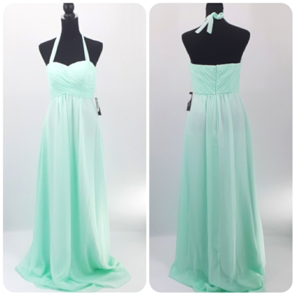 ADRIANNA PAPELL Chloe Halter Chiffon Dress